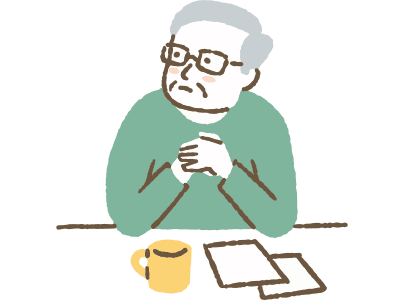 一人暮らしの高齢男性のイラスト