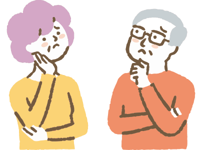 認知症のリスクに悩む高齢夫婦のイラスト