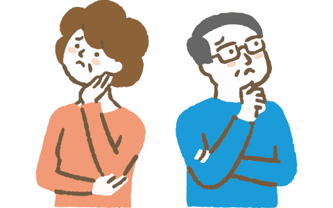 悩んでいる女性と男性のイラスト
