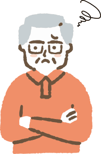 トラブルに悩む高齢男性のイラスト